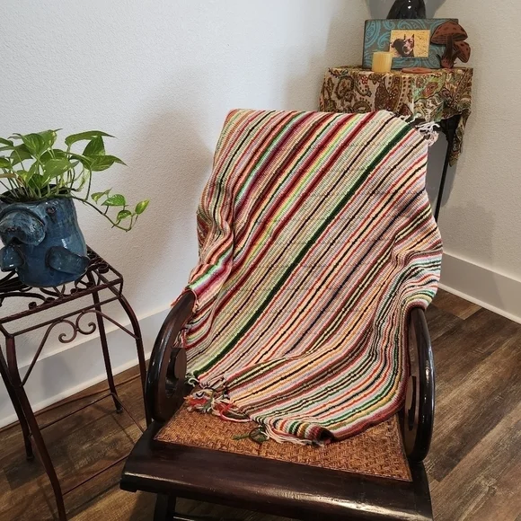 HANDMADE Crochet Multi-colored Blanket - Picture 2 of 9